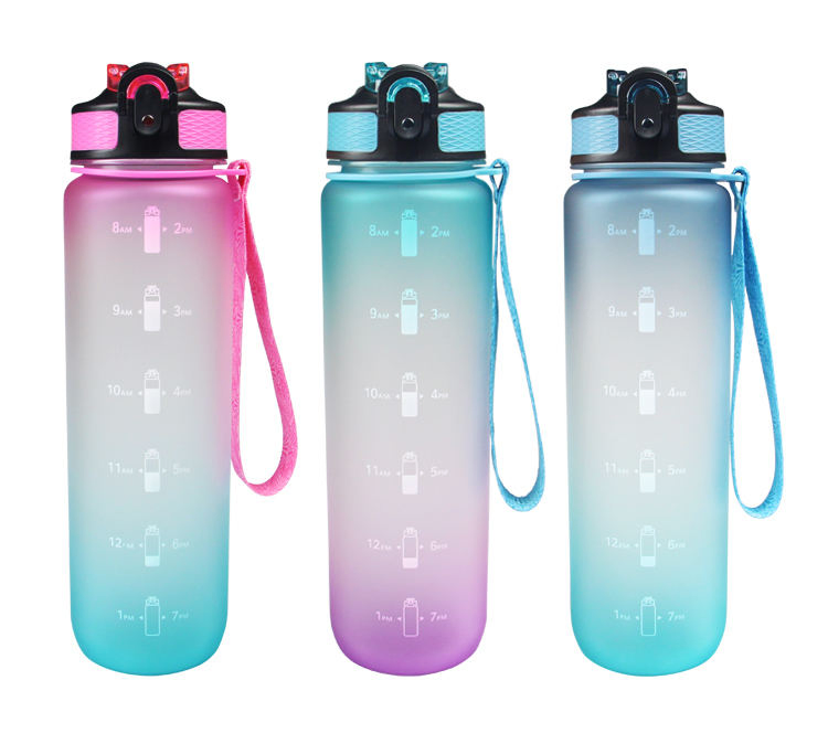 Drinking Direct Flip Lid Portable BPA Free Eco-Friendly Frosted Plastic Water Bottle Gym for Adults and Kids
