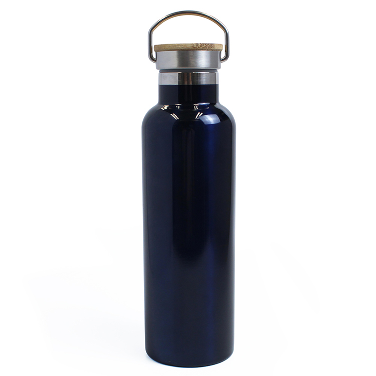 Double Wall Vacuum Bottle Stainless Steel Sports Flask with Bamboo Steel Cover