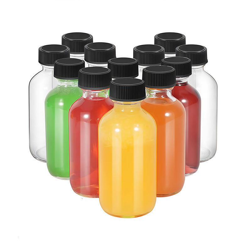 Cheap Glass Drink Bottles Round 60ml Capacity Customized Glass Beverage Bottles Wholesale
