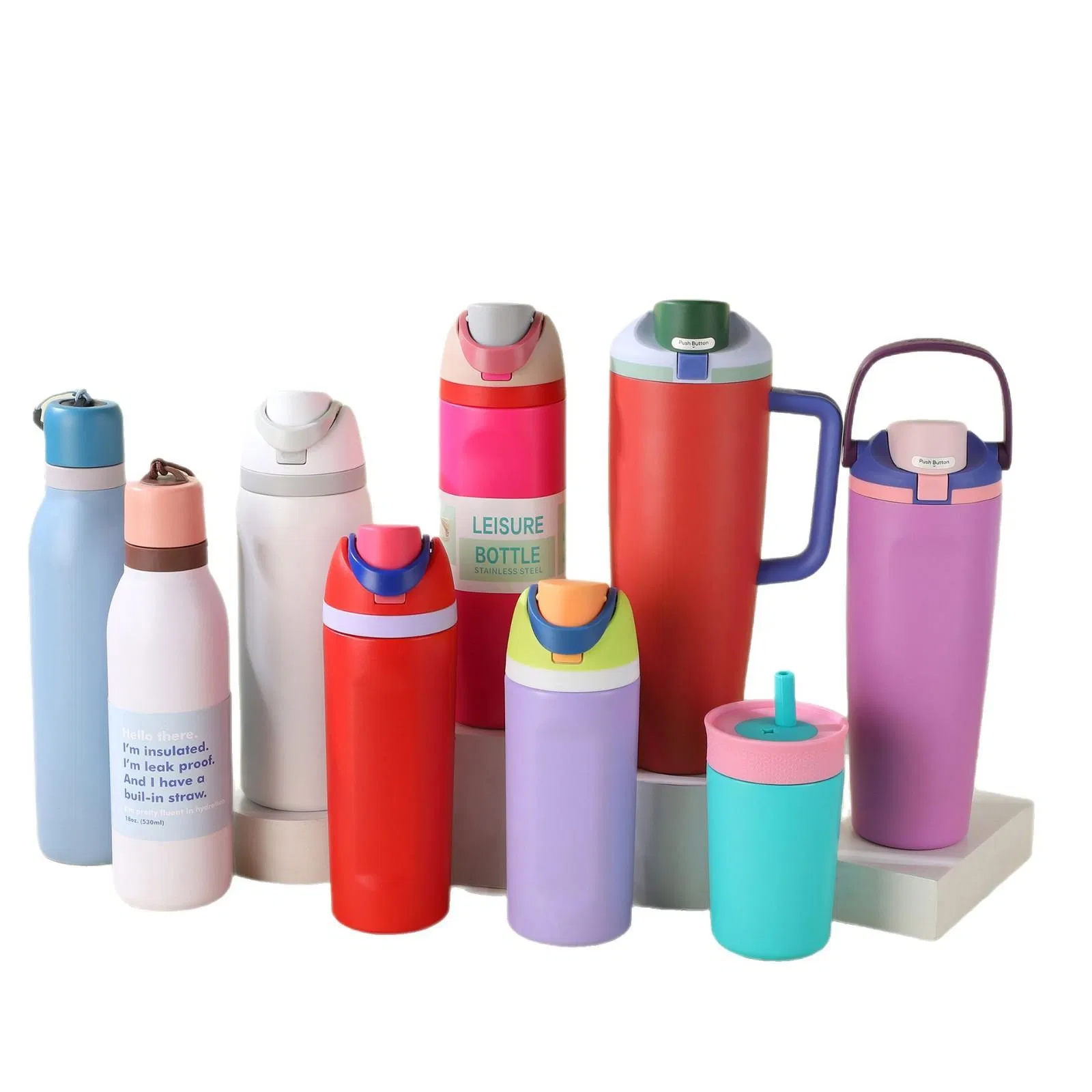 40oz Leak Spill Proof Bounce Lid Tumbler Portable Double Vacuum Flask Wall Stainless Steel Thermo Tumbler Cup Mug Water Bottle with Handle Flip Lid