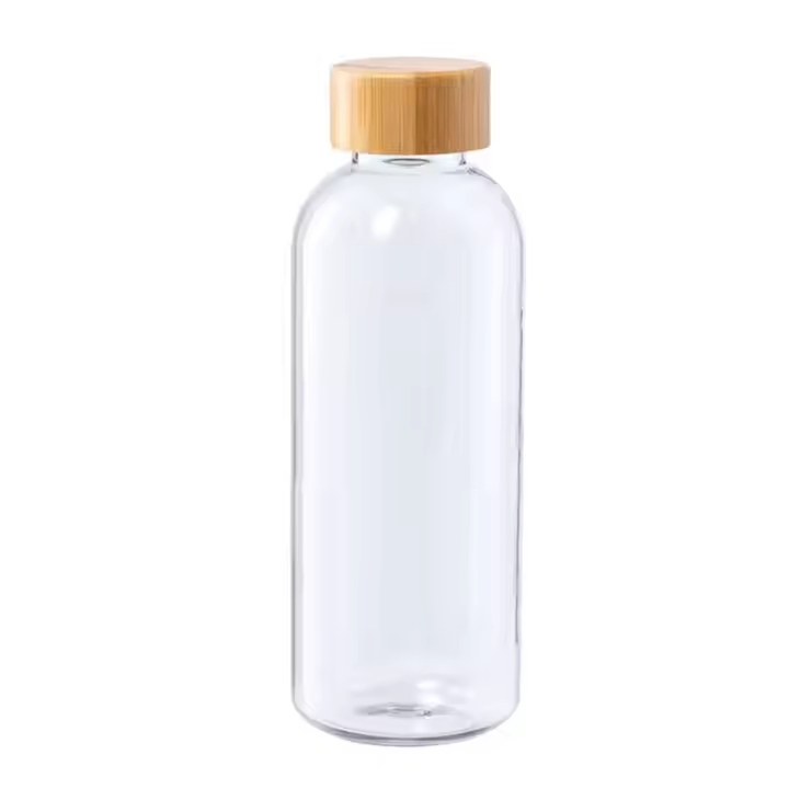 New Promotional Inexpensive 500ml Plastic Water Bottle with Custom Logo and Bamboo Lid