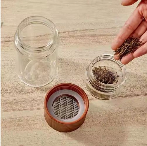 350ml Double Wall Glass Water Bottle with Tea Separation Direct Drinking and Travel-Friendly Boiling Water Applicable