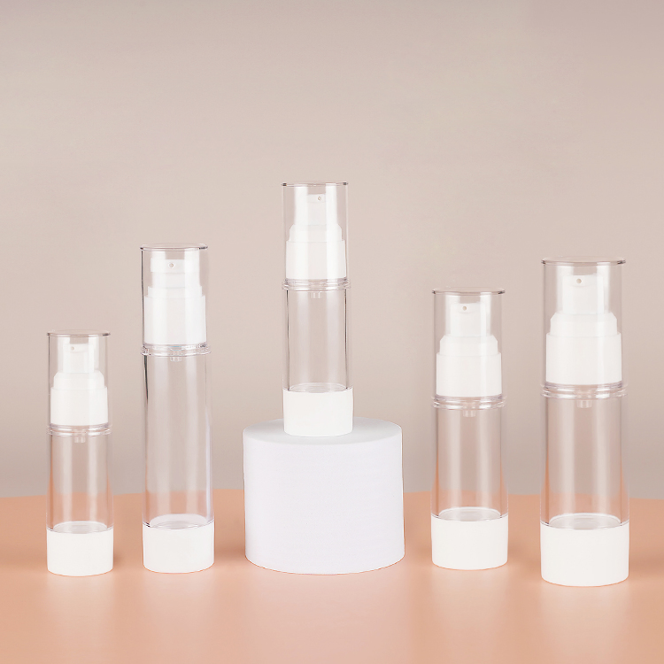 15ml 30ml 50ml Reusable Clear Pump Sprayer Circle Bottle Empty Round Plastic Acrylic Perfume Airless Lotion Vacuum Bottle for Cosmetic
