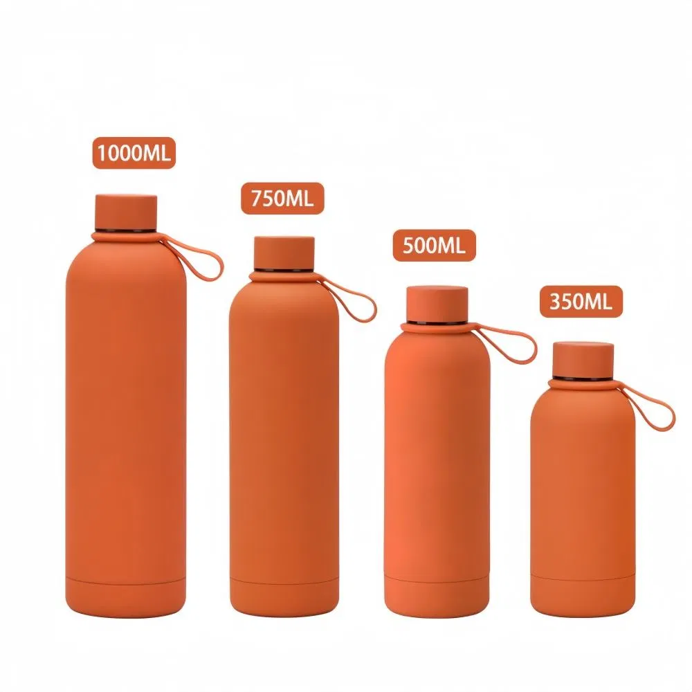 OEM Narrow Mouth Water Bottle Sublimation Thermos Vacuum Rubber Coated Insulated Stainless Steel Water Flask Drinking Bottle