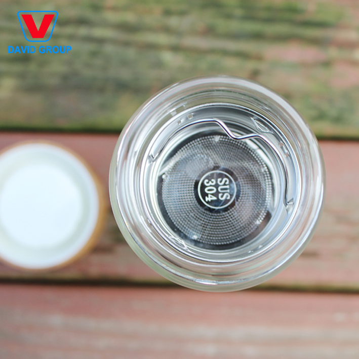 2022 Hot Sale Double Wall Glass Water Bottles with The Stainless Steel Infuser