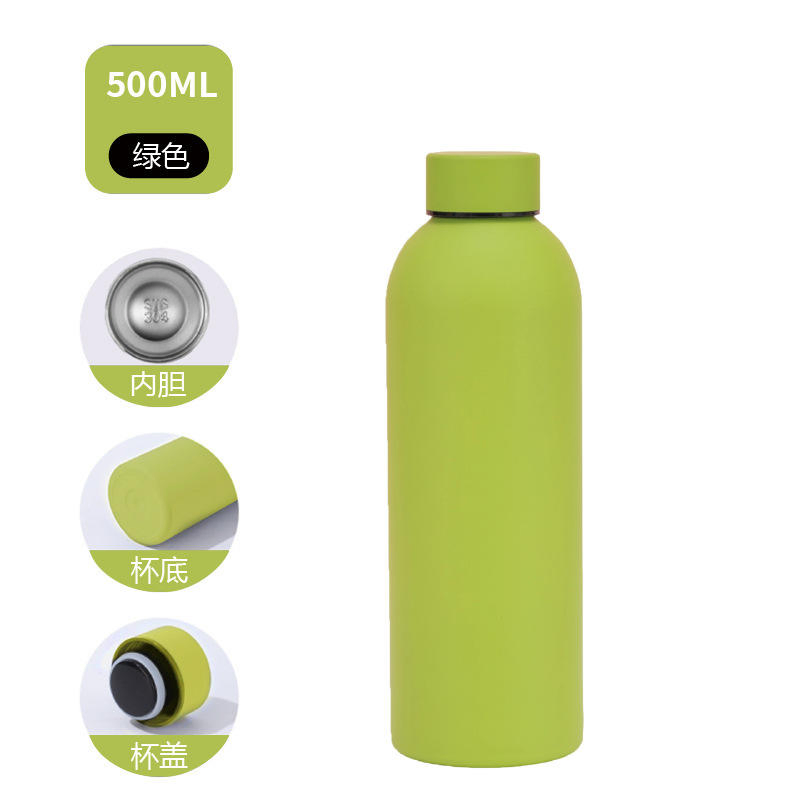 Outdoor Custom Logo 500ml Drink Bottle Stainless Steel Double Wall vacuum Flask Thermal Rubber Paint Matte Sports Water Bottle