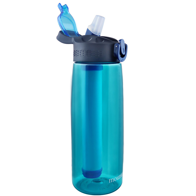 Portable Plastic Tritan BPA Free Sports Water Bottle with Water Filter Purifier Cartridge