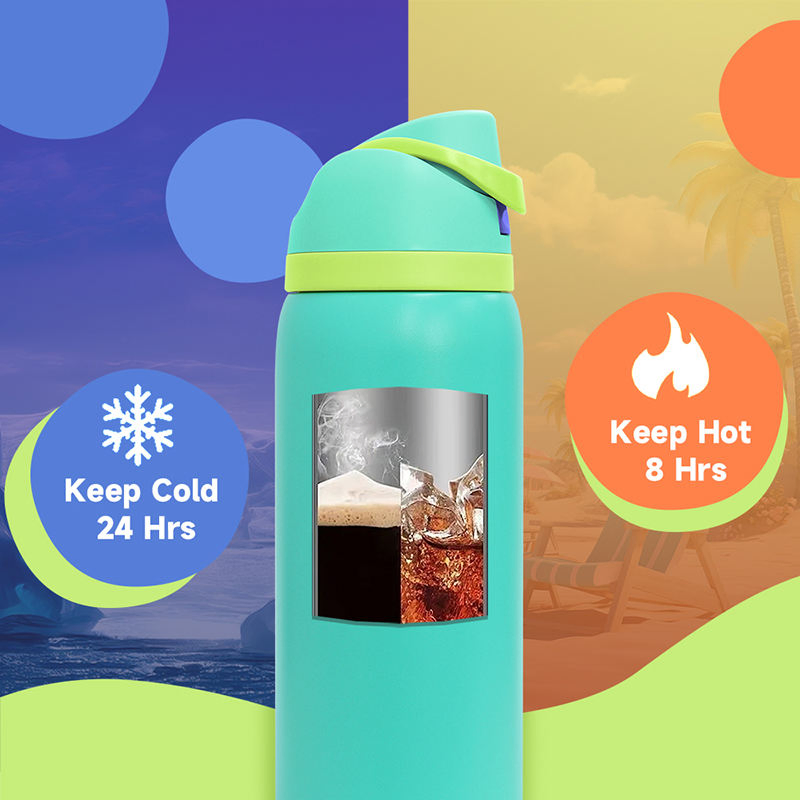 Wholesale Double Wall Sport Travel Water Bottle Stainless Steel Vacuum Flask Insulated Drink Water Bottle with Flip Lid and Straw