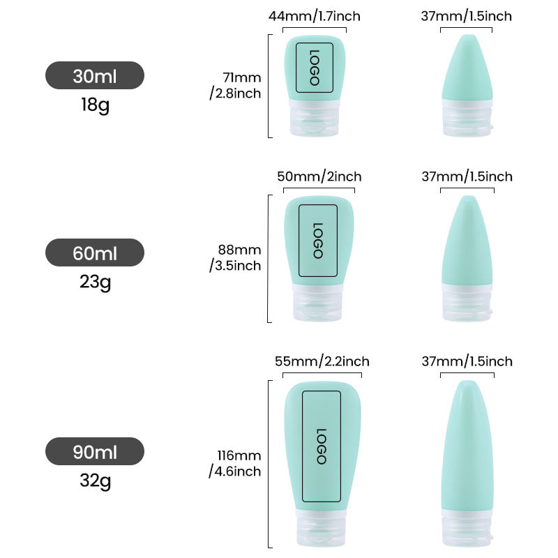 Tsa Approved Eco-Friendly Portable Shampoo Empty Containers Reusable Leak-Proof Silicone Travel Size Bottles