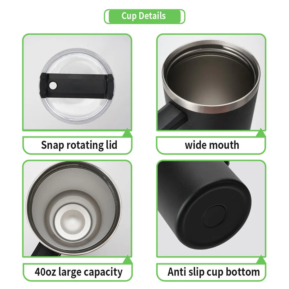 40oz Bottle with Handle Hot Coffee Mug Cup Thermal Stainless Steel Tumbler with Straws Vacuum Flask Insulated Portable Cup