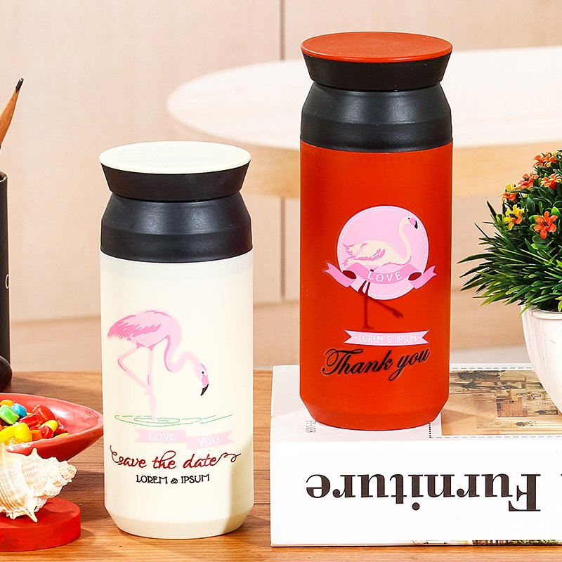 420ml Portable Double Wall Glass Water Bottle Insulated Glass Mug Cartoon Student Drinking Bottle Travel Custom Water Cup Tumbler