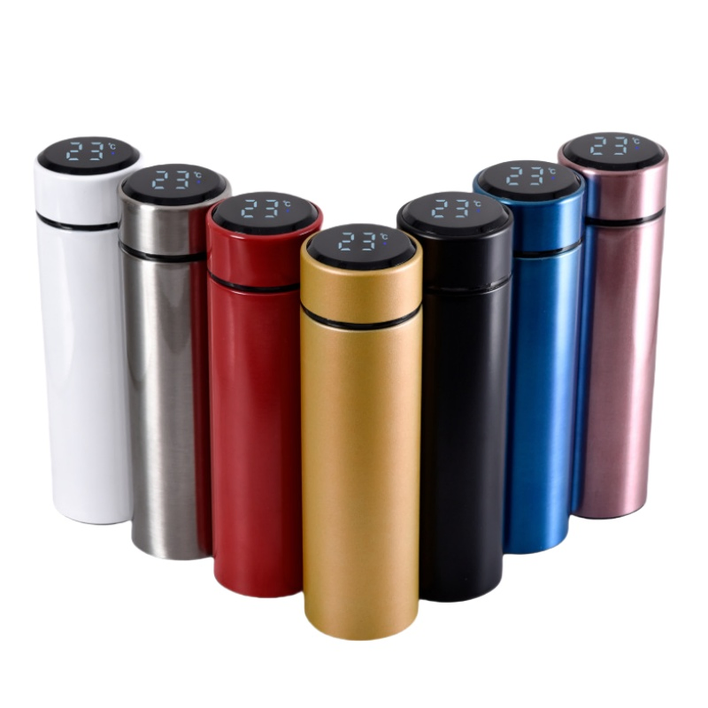 500ml Double Wall Smart Hot Water Thermos 304 Stainless Steel Water Bottle Insulated Vacuum Flask Temperature Display Smart Thermos Cup with Tea Infuser