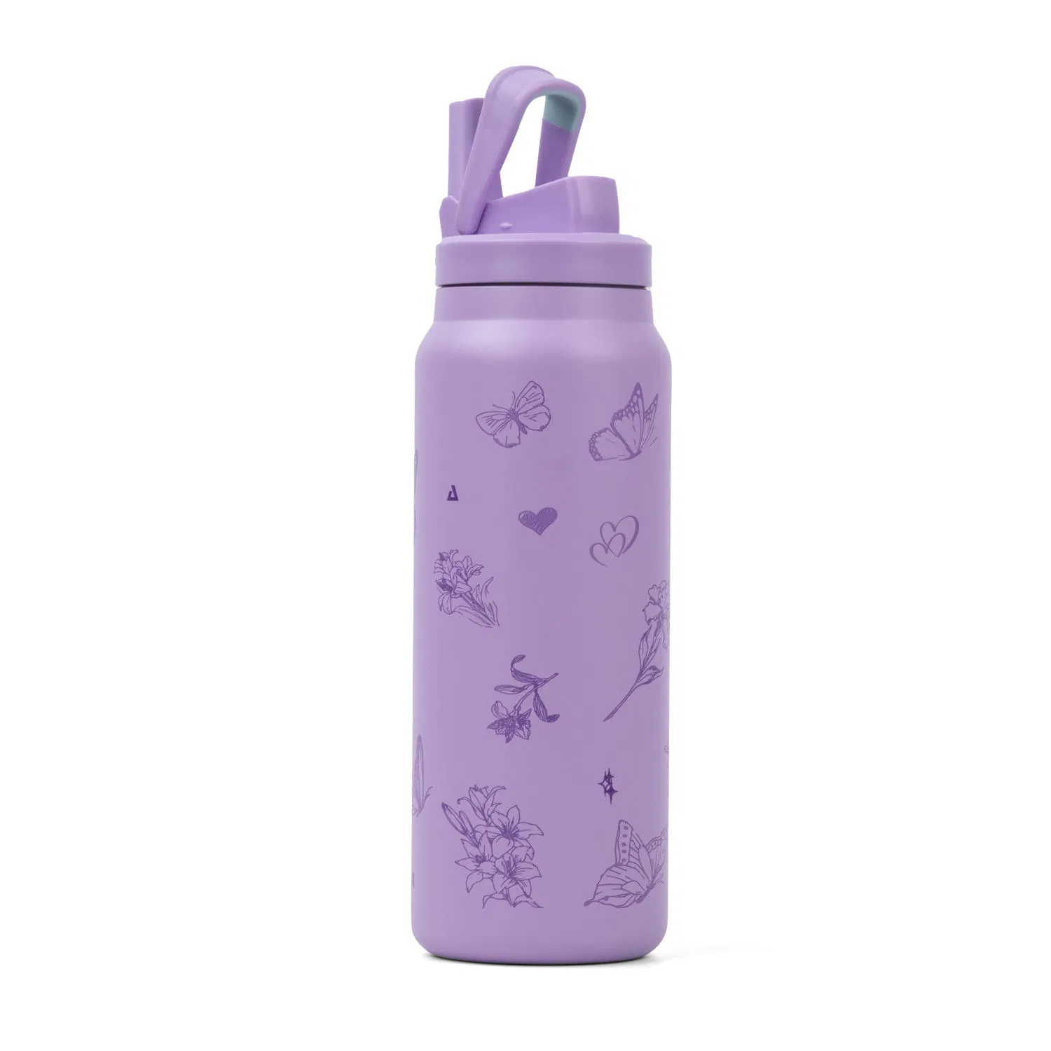 32oz Double Wall Stainless Steel Insulated Water Bottle Wide Mouth Straw New Design Sports Canteen Hiking Biking Includes Cap