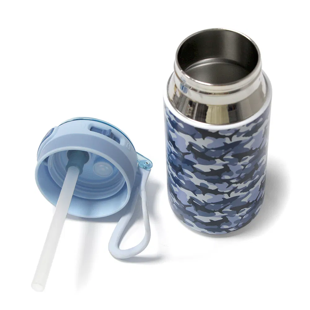 Cartoon Eco Friendly 12oz Water Bottles Sports Vacuum Insulation Cup Stainless Steel Kid Student Bottle Water with Handle