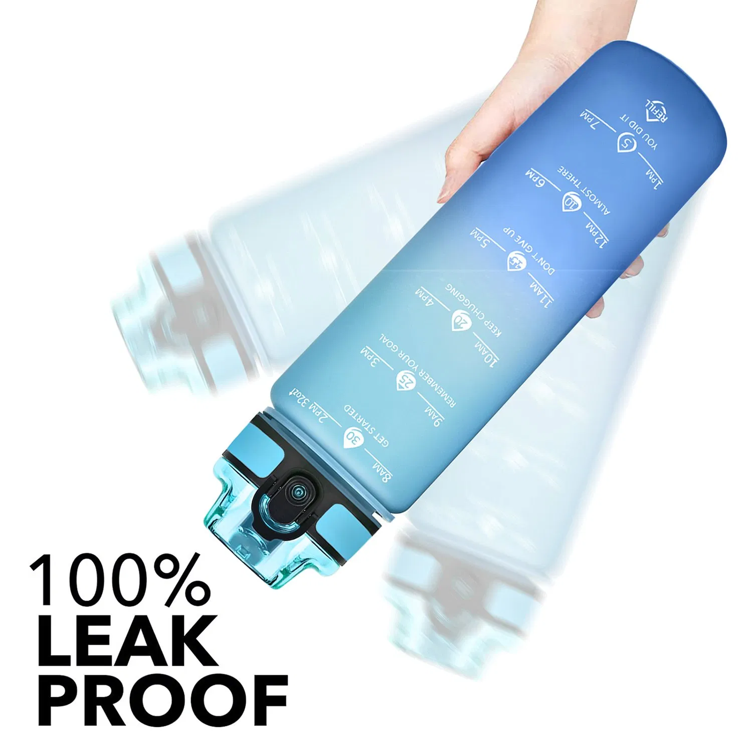Custom Portable Plastic Handheld Cup Sports Water Bottle for Adults Camping Travel with Time Marker