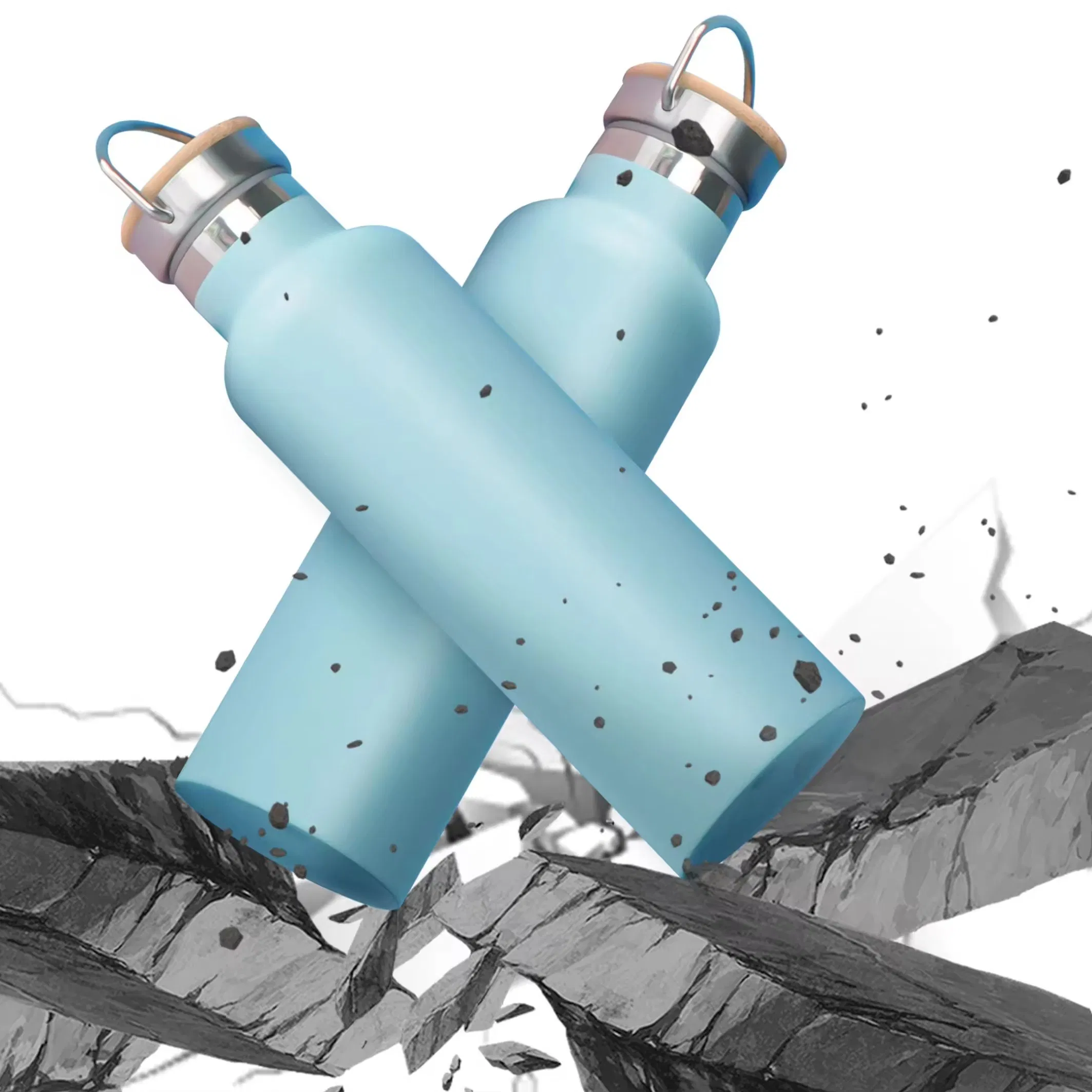 High Quality 750ml Double Wall Stainless Steel Sports Flask Narrow Mouth Vacuum Insulated Water Bottle Bamboo Lids Camping