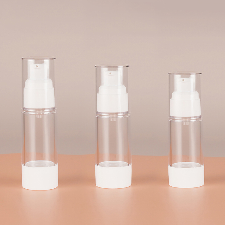 15ml 30ml 50ml Reusable Clear Pump Sprayer Circle Bottle Empty Round Plastic Acrylic Perfume Airless Lotion Vacuum Bottle for Cosmetic