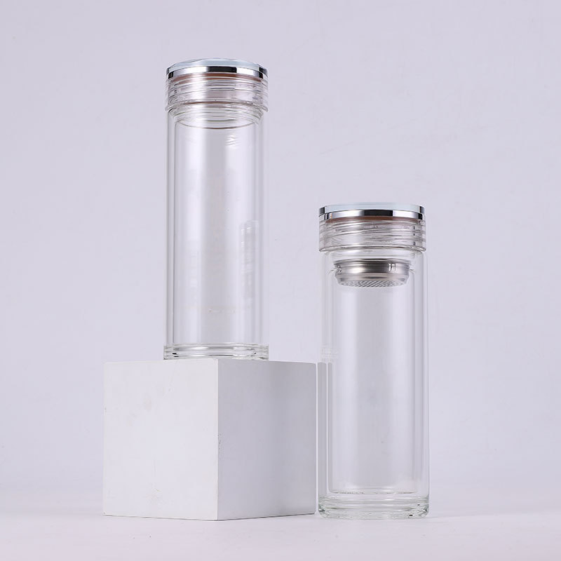 350ml/12oz Glass Water Bottle Double-Wall Glass Tumbler Custom Gift