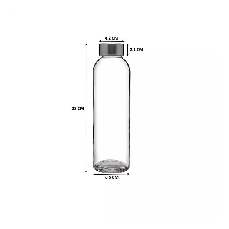 Reusable 500ml Glass Drinking Water Bottle with Stainless Steel Leak Proof Lid Drinking Glassware