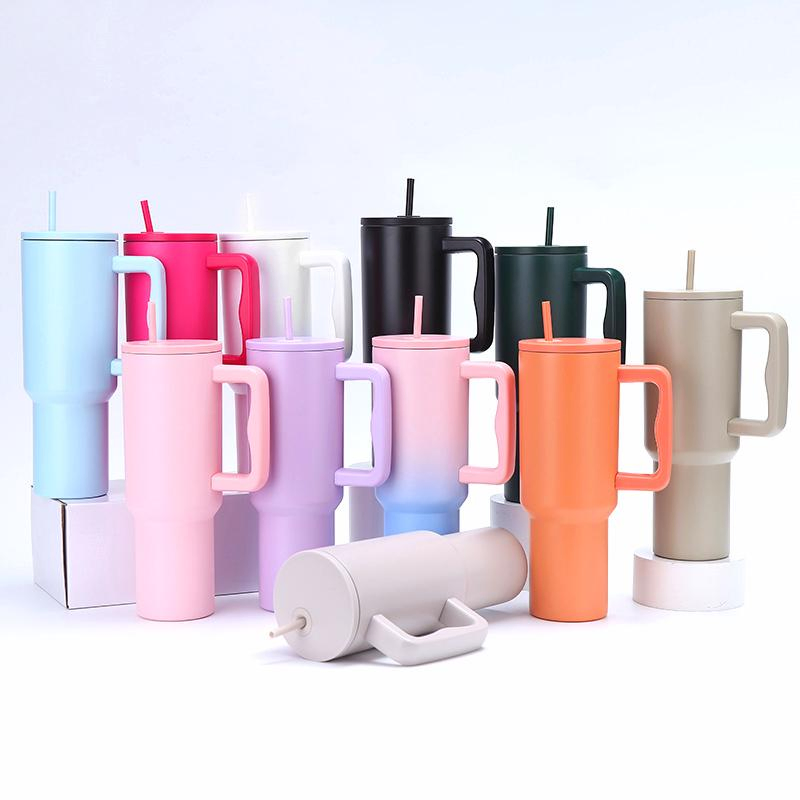 30oz 40oz Leak-Proof Tumbler Double Wall Heat Thermo Insulated Cup Vacuum Flask Coffee Mug Beverage Water Bottle with Handle Lid