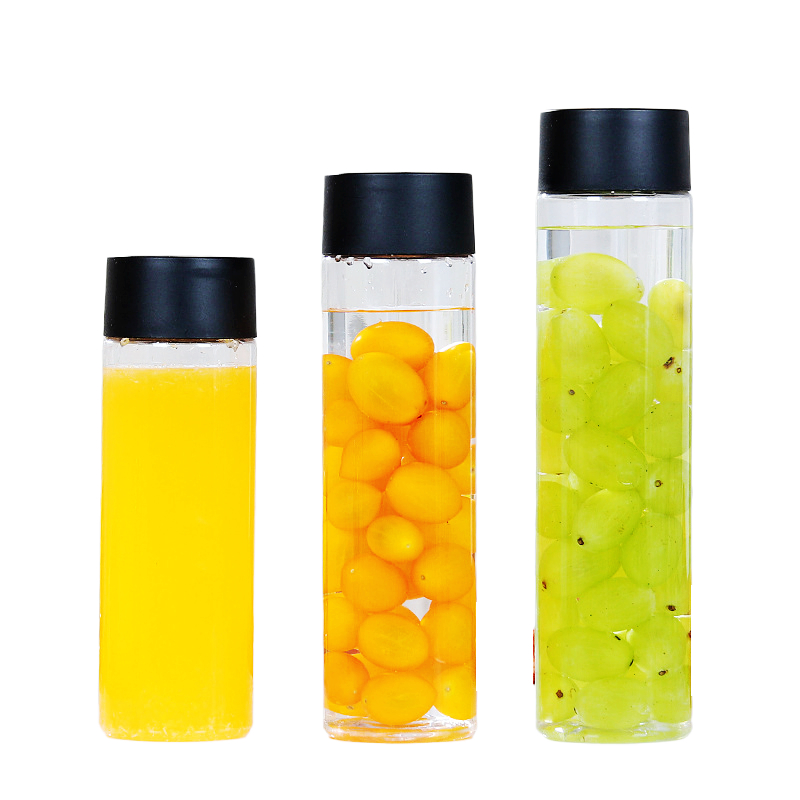 250ml 300ml 400ml 500ml 800ml Voss Shape Beverage Glass Water Bottle with Plastic Screw Cap