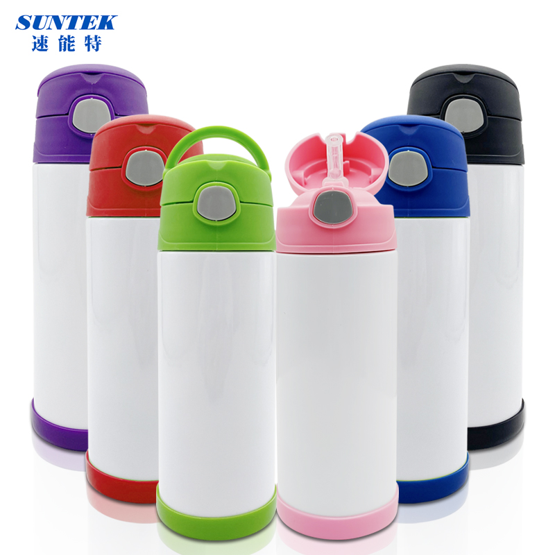 Fast Shipping 350ml 12oz Smart Sublimation Tumbler Kids Insulated Vacuum Water Bottle with Straw and Flip Lid