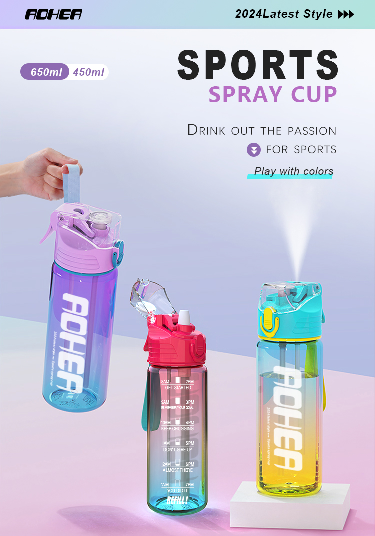 Aohea Obm ODM OEM Tumbler with Handle and Leakproof Tumbler with Lid and Made of Plastic Plastic Cup Holder Friendly Base Non-Toxic Water Bottle BPA Free Wate