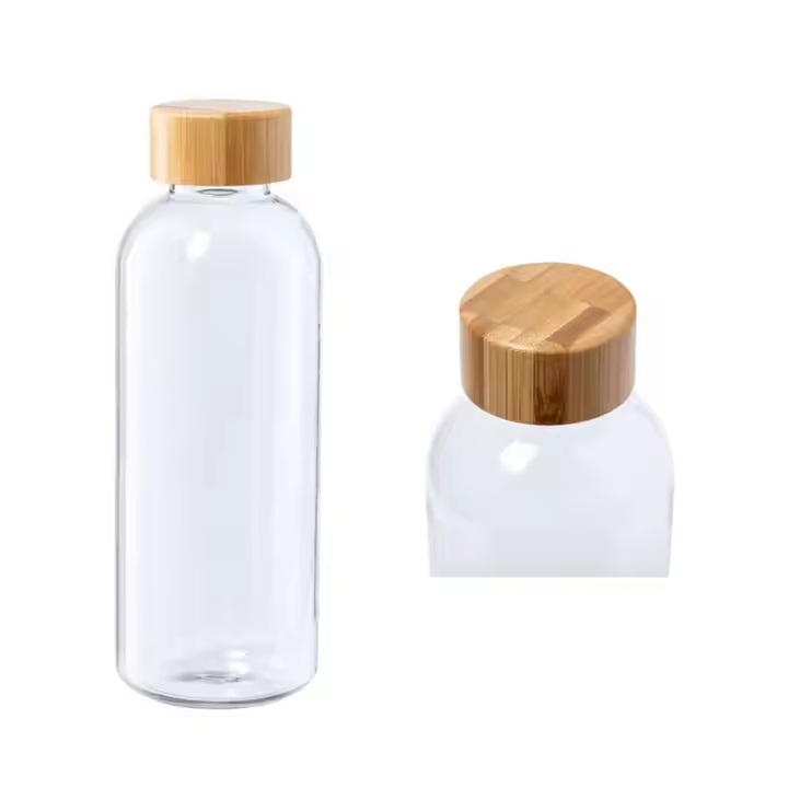 New Promotional Inexpensive 500ml Plastic Water Bottle with Custom Logo and Bamboo Lid