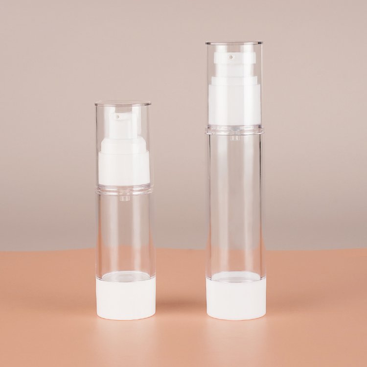 15ml 30ml 50ml Reusable Clear Pump Sprayer Circle Bottle Empty Round Plastic Acrylic Perfume Airless Lotion Vacuum Bottle for Cosmetic