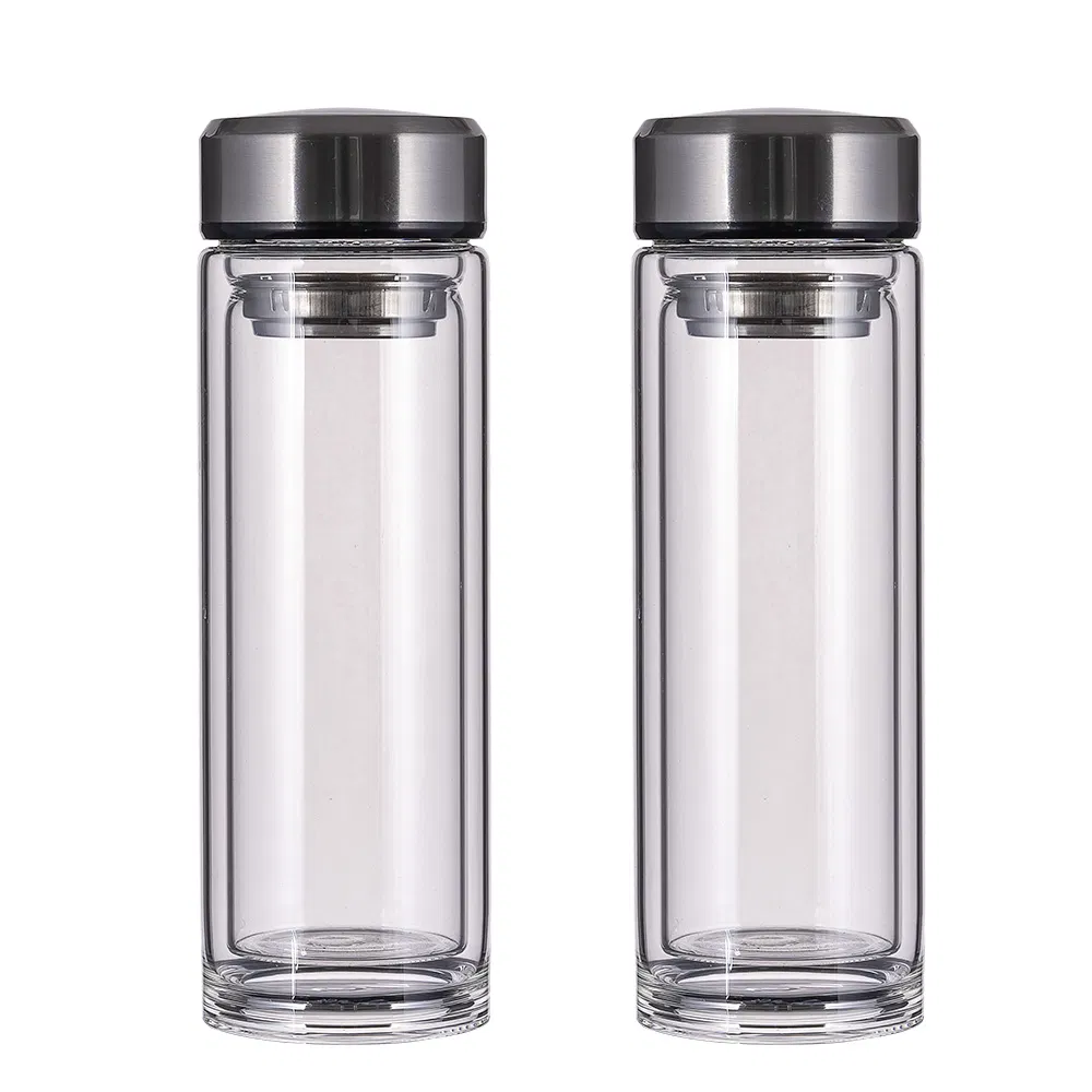 Modern Portable Tea Set Double Wall Anti-Scalding Borosilicate Glass Water Bottle Tea Maker