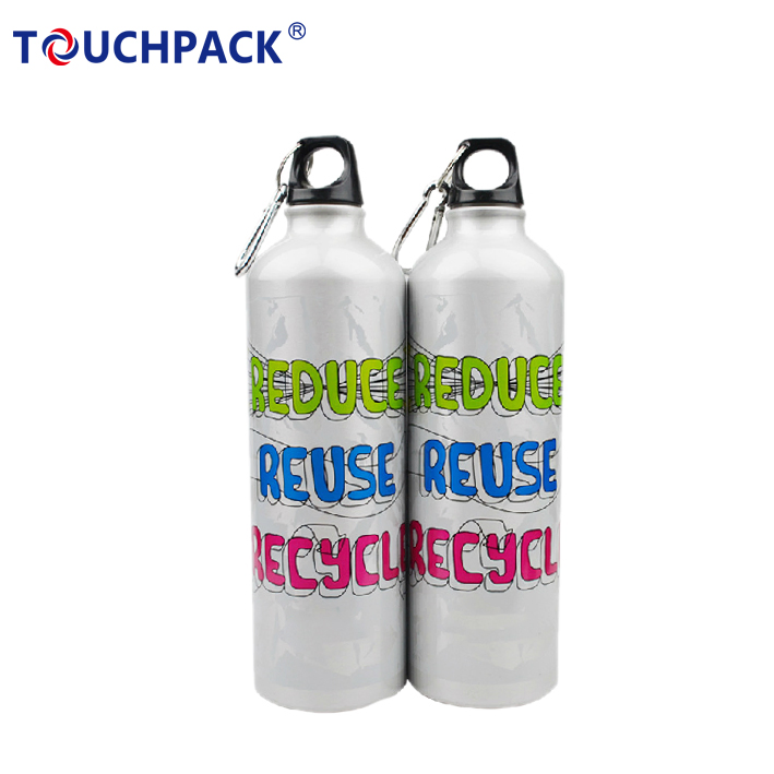 Classic Aluminum Water Bottle with Narrow Mouth Screw Cap with Loop