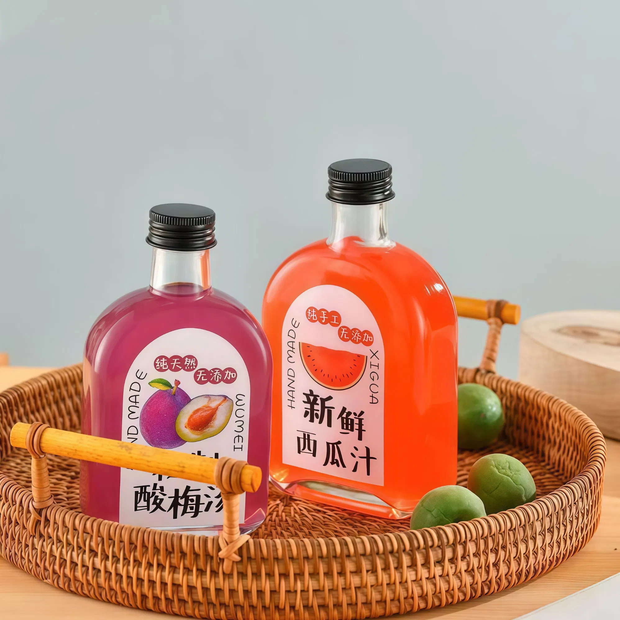 Wholesale Beverage Glass Bottle 100ml 200ml 250ml 300ml for Drinks Water Juice Milk Tea Bottles with Airtight Cap