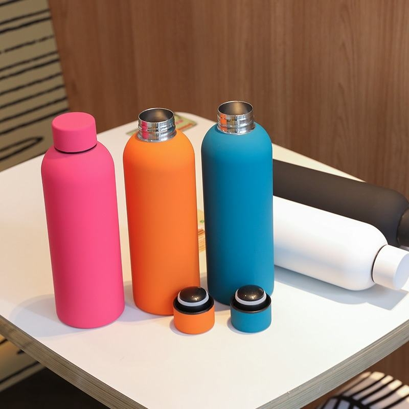 OEM Narrow Mouth Water Bottle Sublimation Thermos Vacuum Rubber Coated Insulated Stainless Steel Water Flask Drinking Bottle