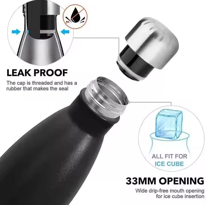 Custom Logo Imprint Promotion 17oz Stainless Steel Double Wall Vacuum Insulated Water Bottle Cola Shape Leak Proof Sports Water Bottle