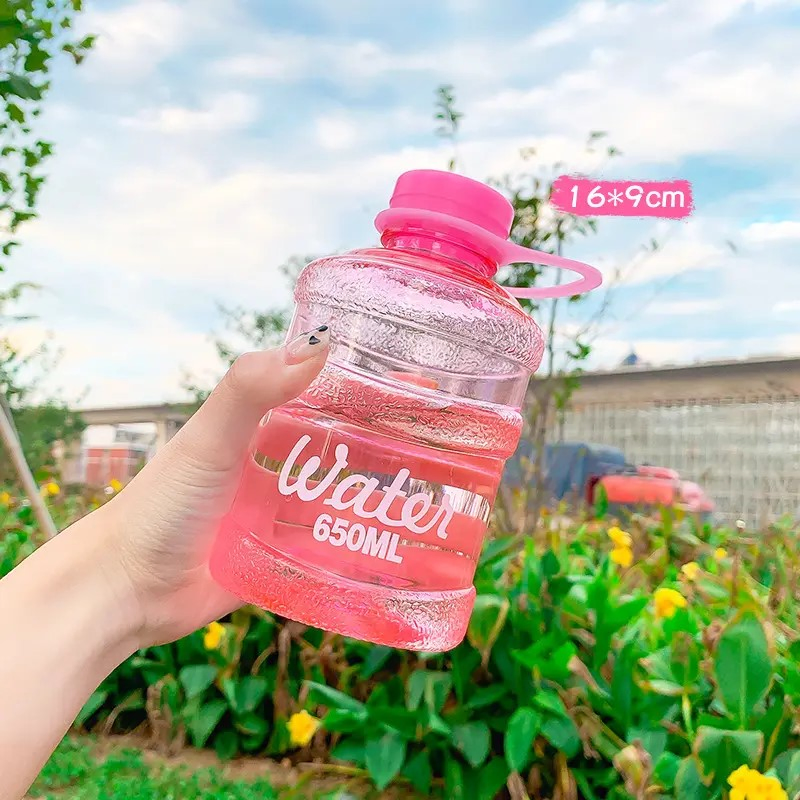 500ml 650ml Portable Transparent Colorful Mini Water Beverage Bucket Pet Plastic Juice Drink Bottle with Cap