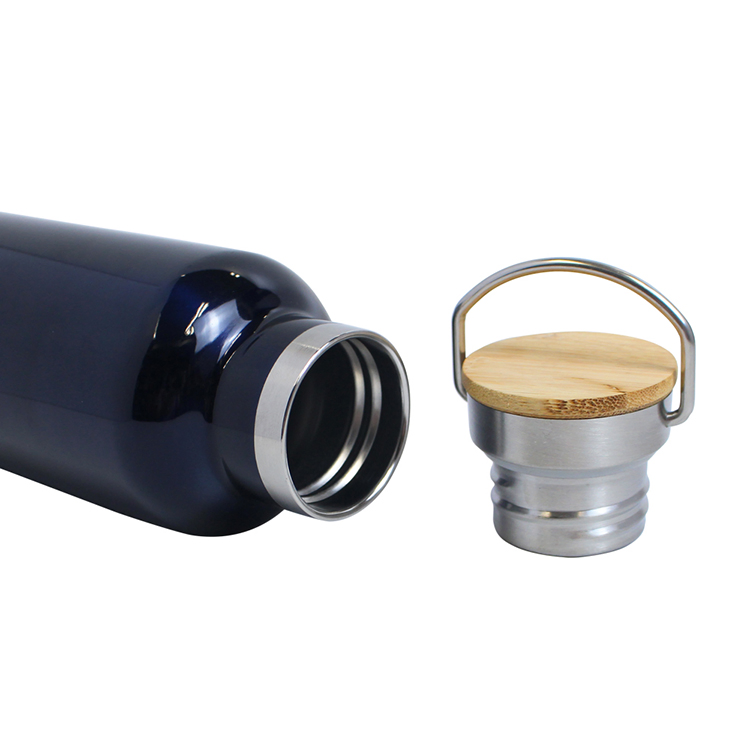 Double Wall Vacuum Bottle Stainless Steel Sports Flask with Bamboo Steel Cover