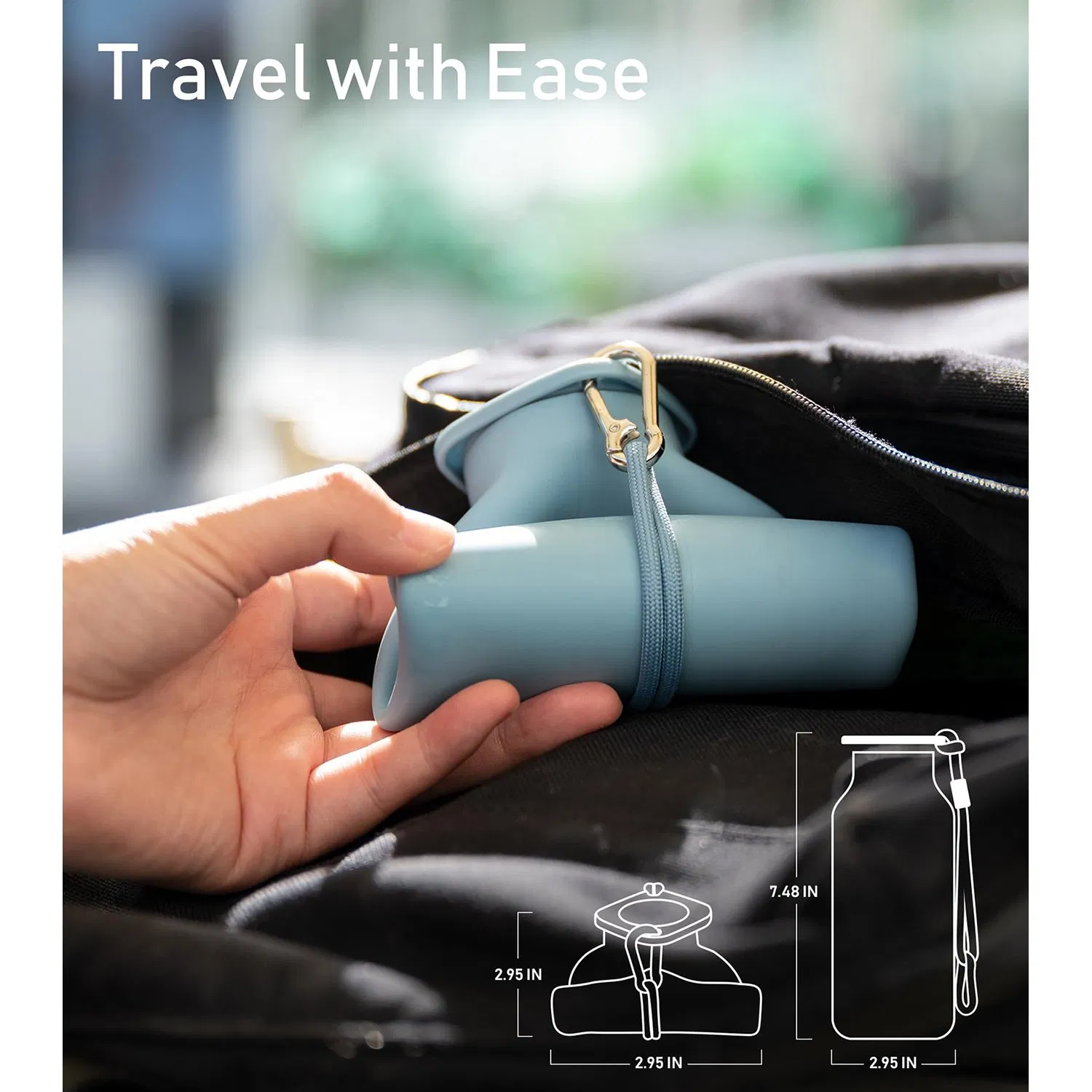 Collapsible Silicone Water Bottle, Foldable Leak-Proof Sports Travel Cup with Carabiner, BPA Free Reusable Portable Water Bottles for Outdoor Camping, Hiking, G