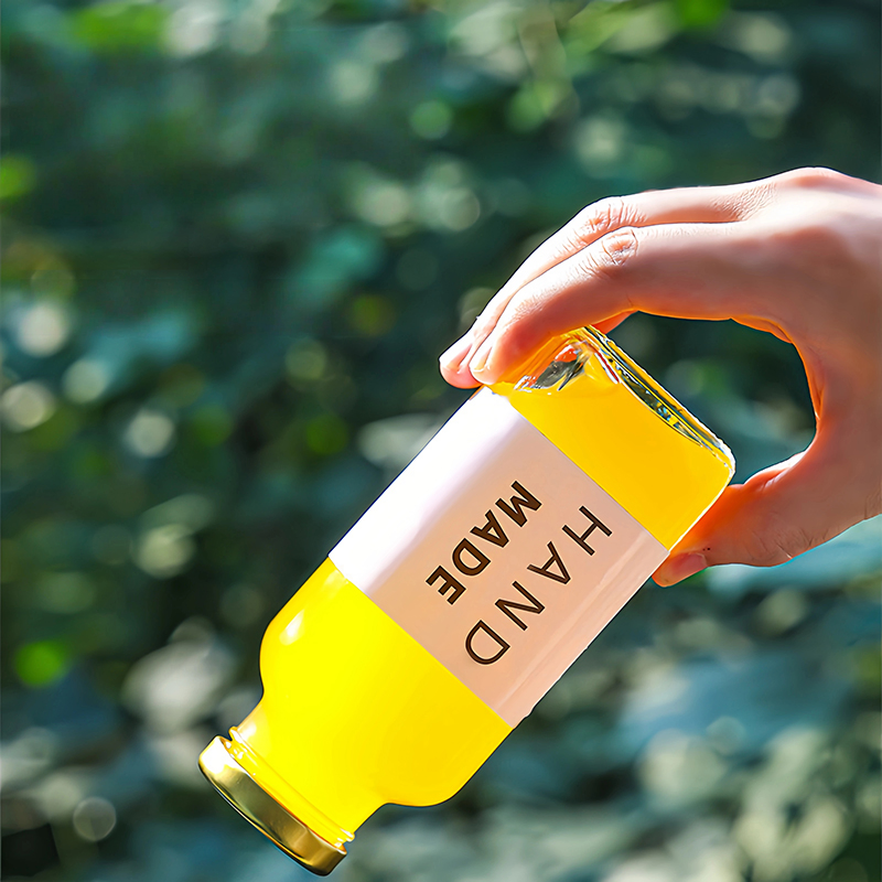 Custom Clear French Square 180ml 250ml 350ml 500ml Cold Pressed Coffee Milk Tea Drink Juice Glass Bottle 16oz Beverage Bottle with Lid