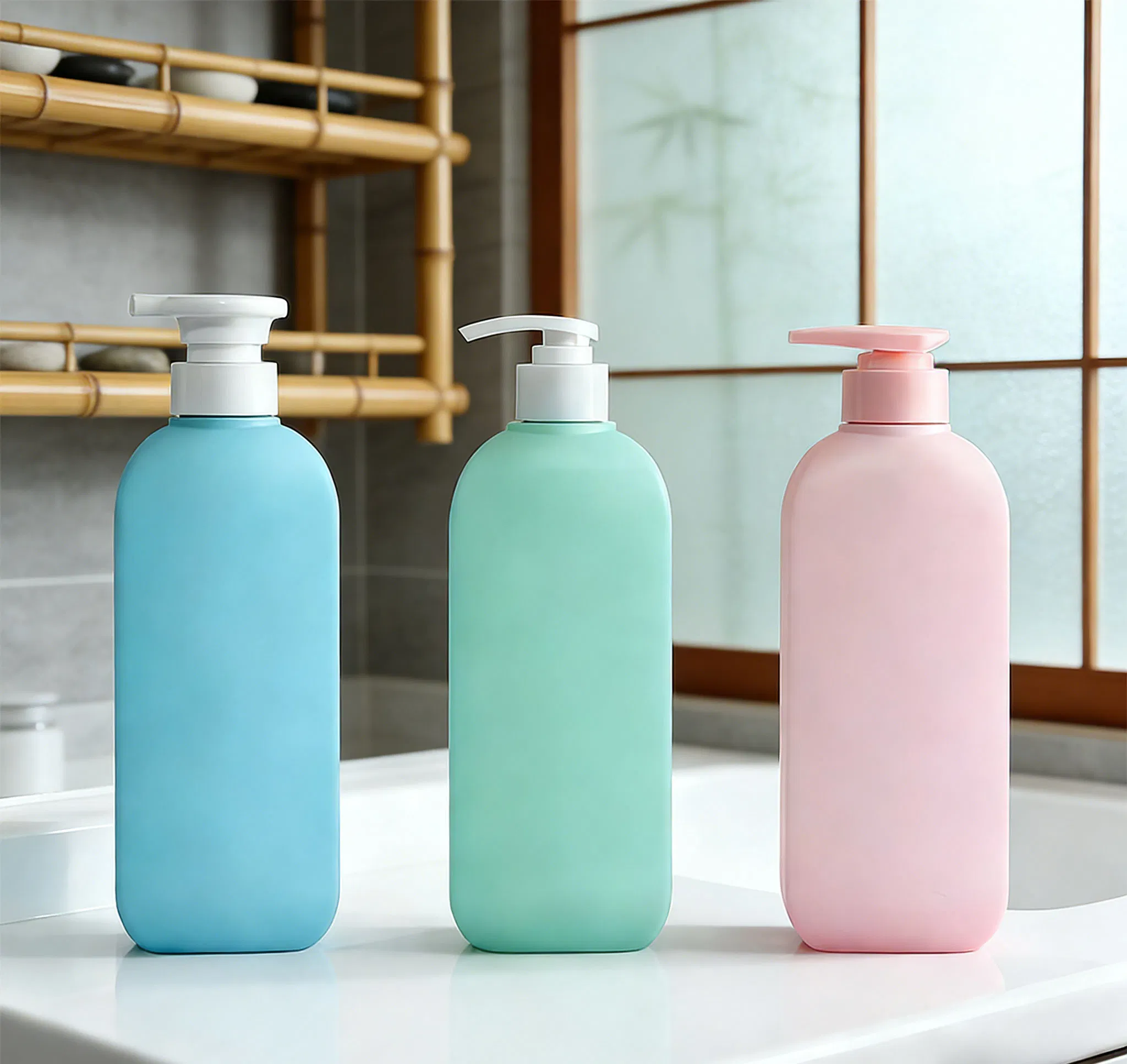 Round Packaging Pump Dispenser Bottles Reusable Refillable HDPE Plastic Bottle