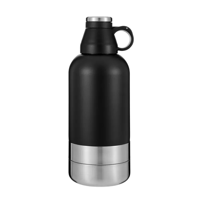 Factory Price Pet Supplier Custom Logo Insulated 32 Oz 64 Oz Travel Walking Portable 3 in 1 Stainless Steel Pet Dog Feeder Water Bottles