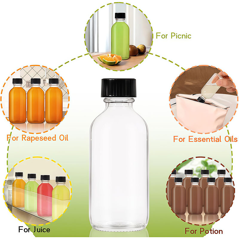 Cheap Glass Drink Bottles Round 60ml Capacity Customized Glass Beverage Bottles Wholesale