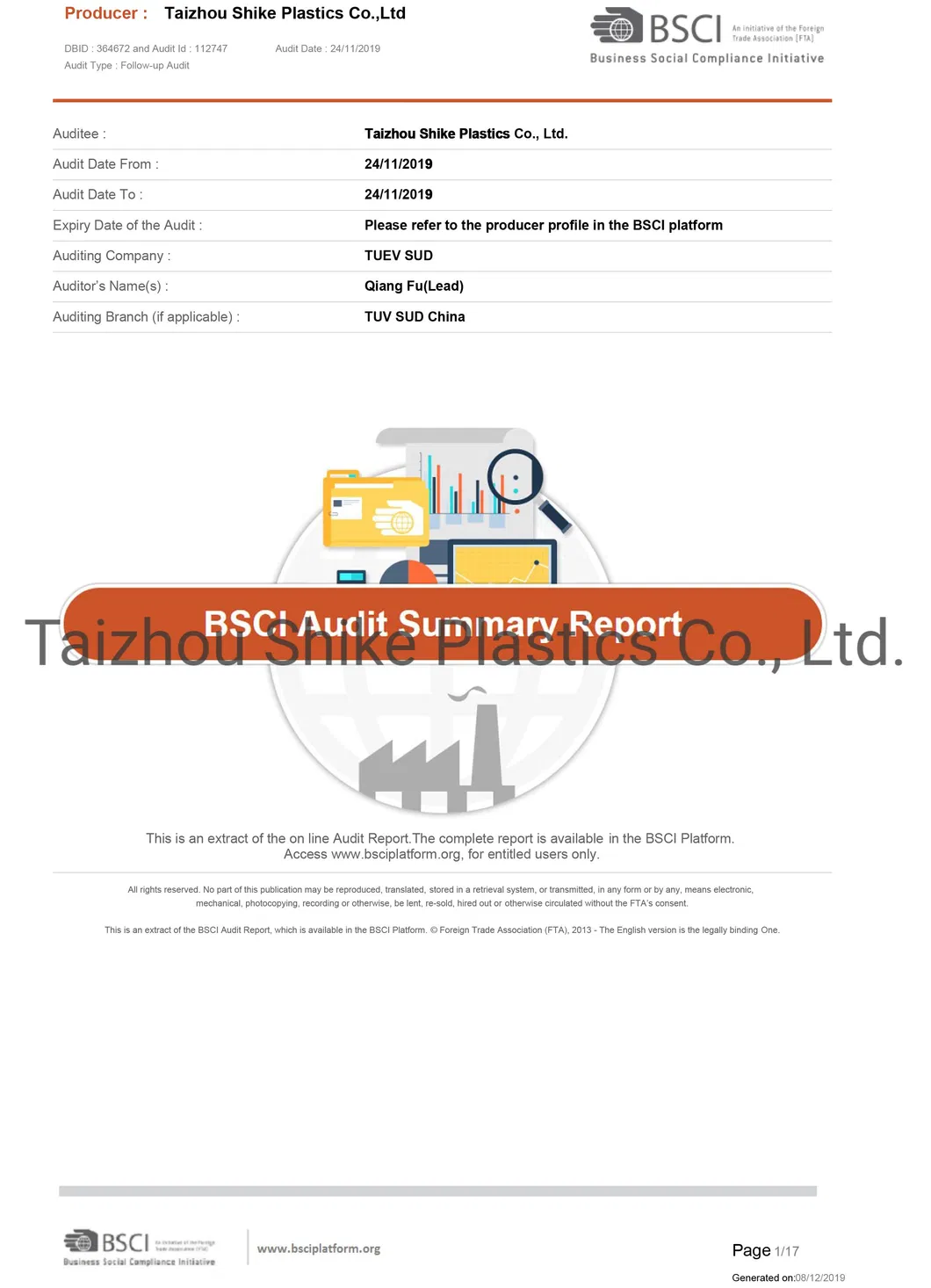 BSCI Certificate