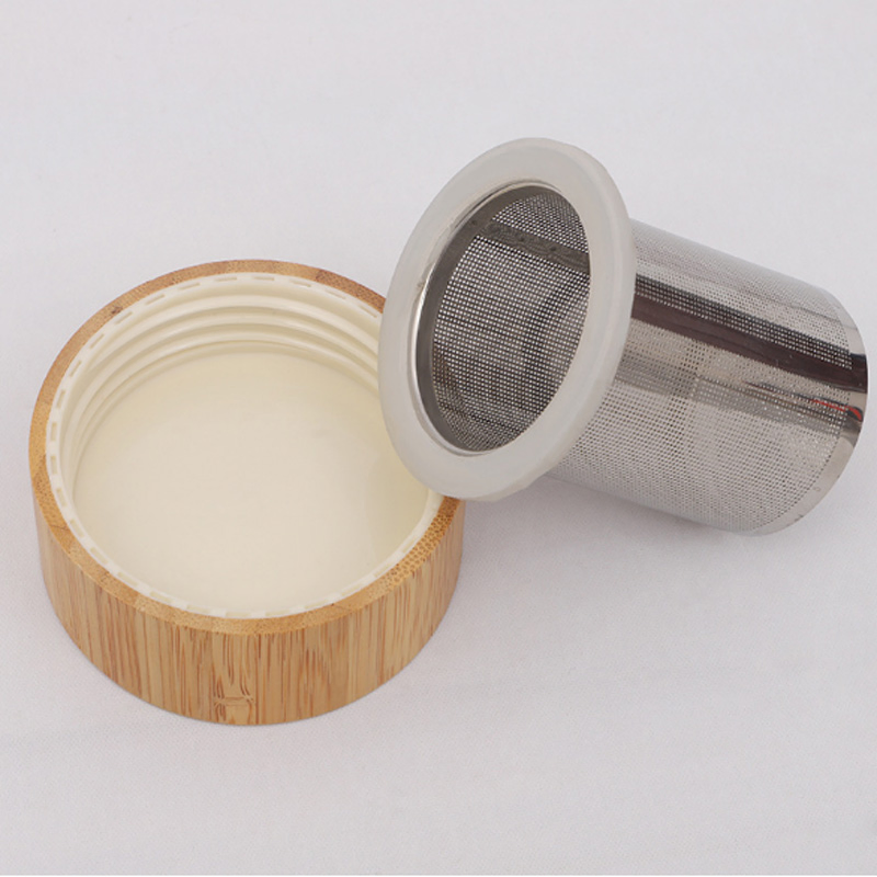 400ml 500ml 600ml Durable and Conveni Double Wall High Borosilicate Glass Tea Bottle with Infuser Strainer for Loose Tea Infusion Wood Lid Tea Water Bottle