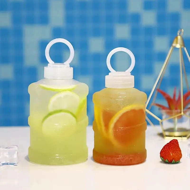 700ml Transparent Mini Water Bucket Pet Plastic Juice Drink Bottle with Cap