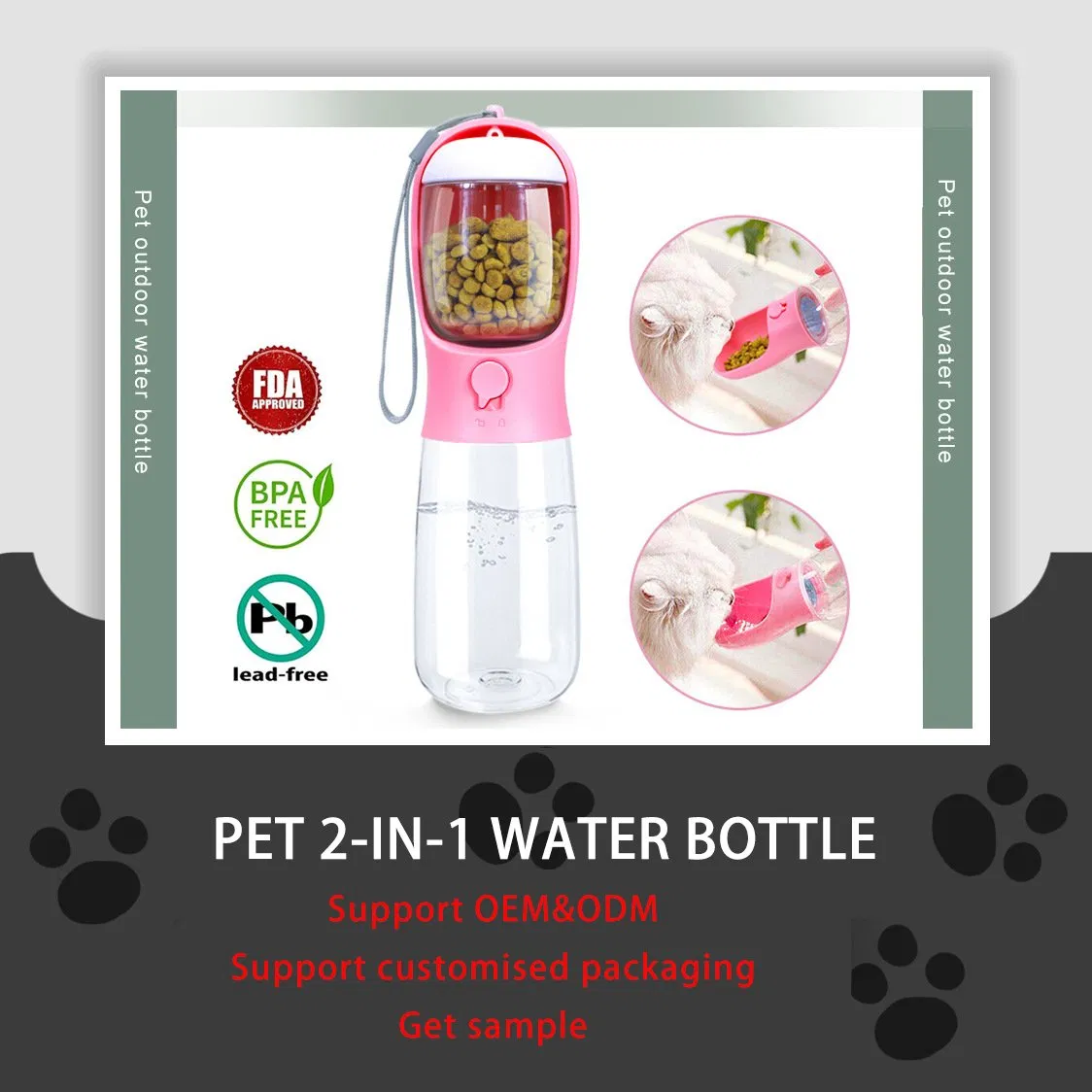 Portable 2-in-1 Leak Proof Dog Bowl Water Bottle for Traveling