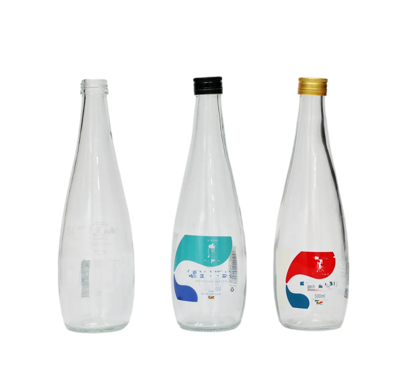 Glass Beverage Bottle for Sparkling Mineral Water Packaging Bottle 200ml 330ml 500ml 750ml 1L