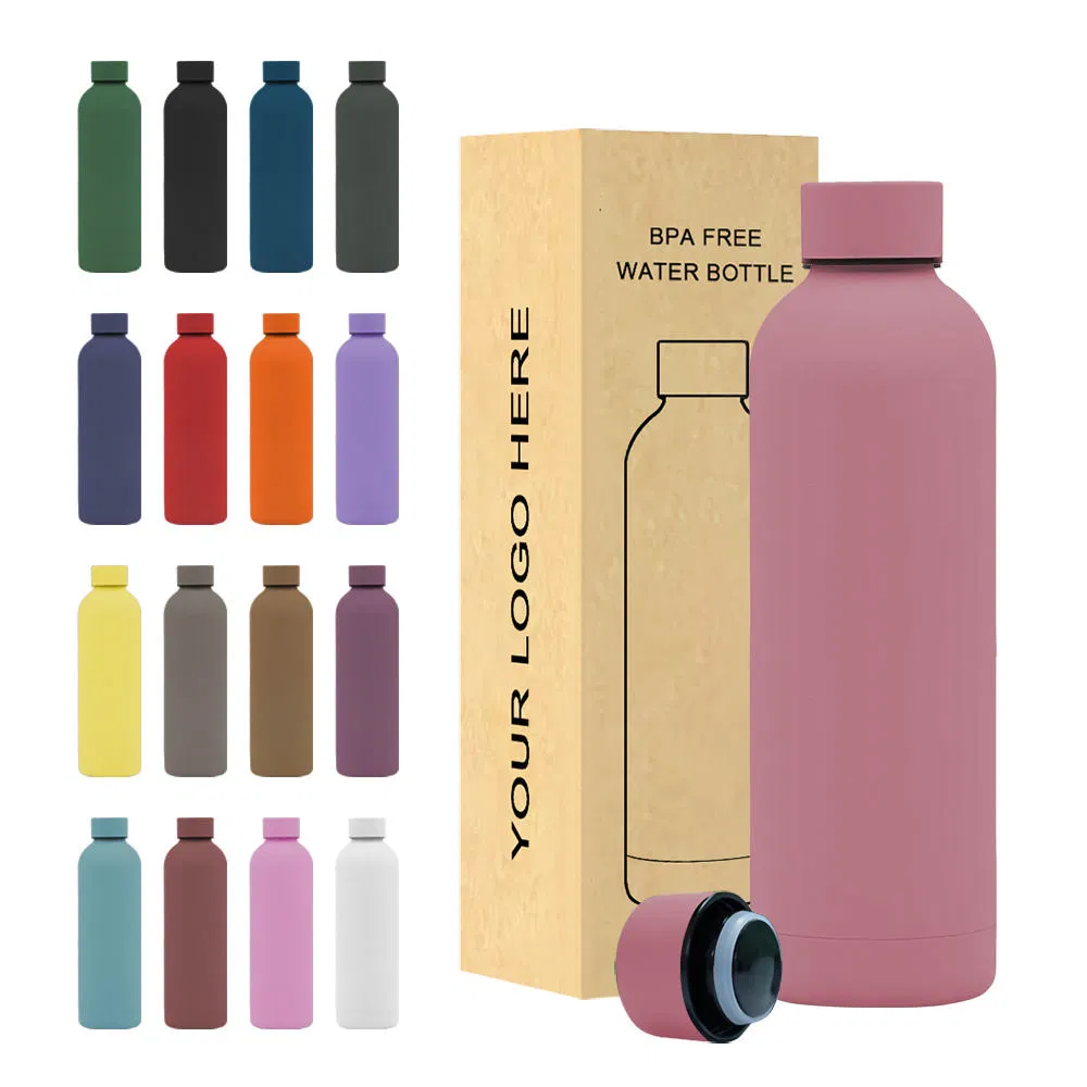 Custom Leak Proof Double Wall Insulated Drink Thermo Bottle 350ml 500ml Vacuum Flask Stainless Steel Metal Reusable Water Bottle