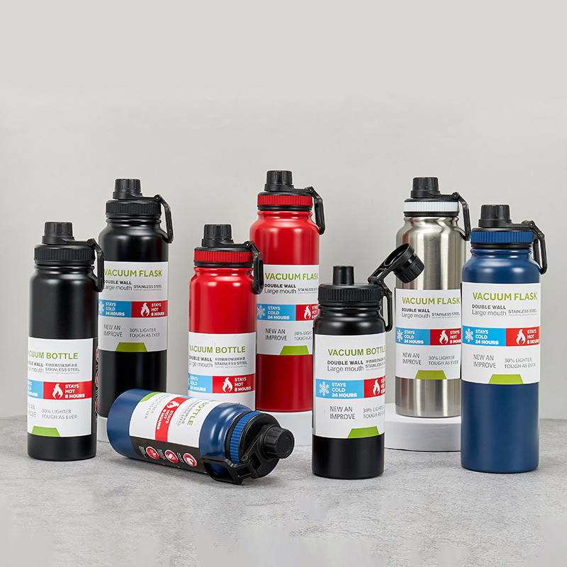 Wide Mouth with Straw Lid Double Wall Vacuum Insulated Stainless Steel Sports Water Bottle Outdoor Travel Gym Tumbler Cup Mug