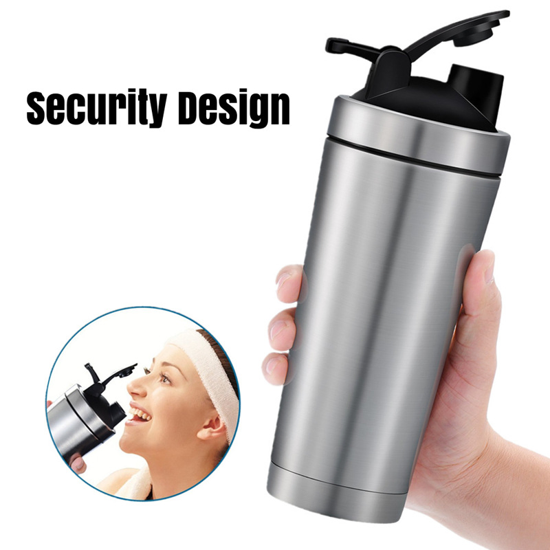 Private Label 17oz 25oz Leak Proof Gym Protein Shaker Bottle Metal Sports Water Bottle Stainless Steel Protein Mixer Shaker Cup