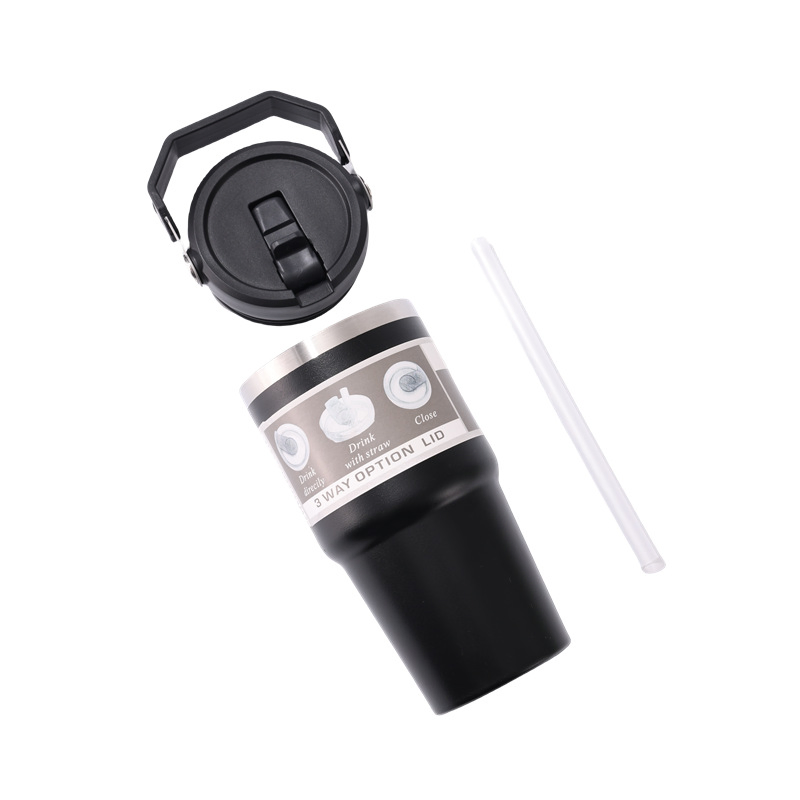 30 Oz Hand Grip Vacuum Car Tumbler Stainless Steel Double Wall Insulated 20oz Travel Water Bottle with Handle and Straw Leakproof Flip Lid